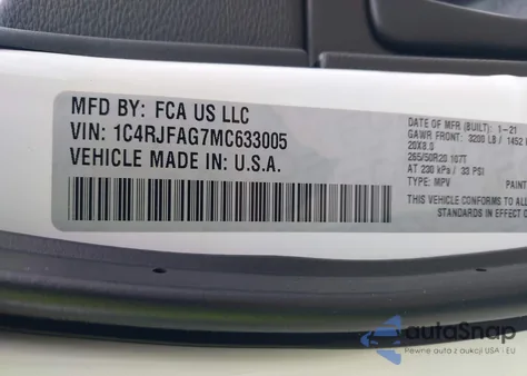 2021 Jeep Grand Cherokee Laredo X 4X4 z USA, uszkodzony, nr VIN 1C4RJFAG7MC633005